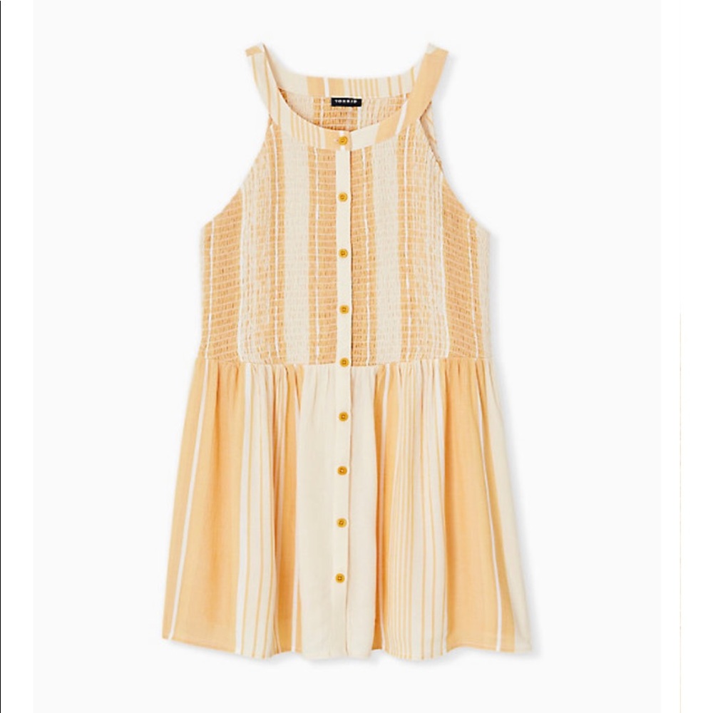 Torrid smocked yellow button down tunic tank NWT